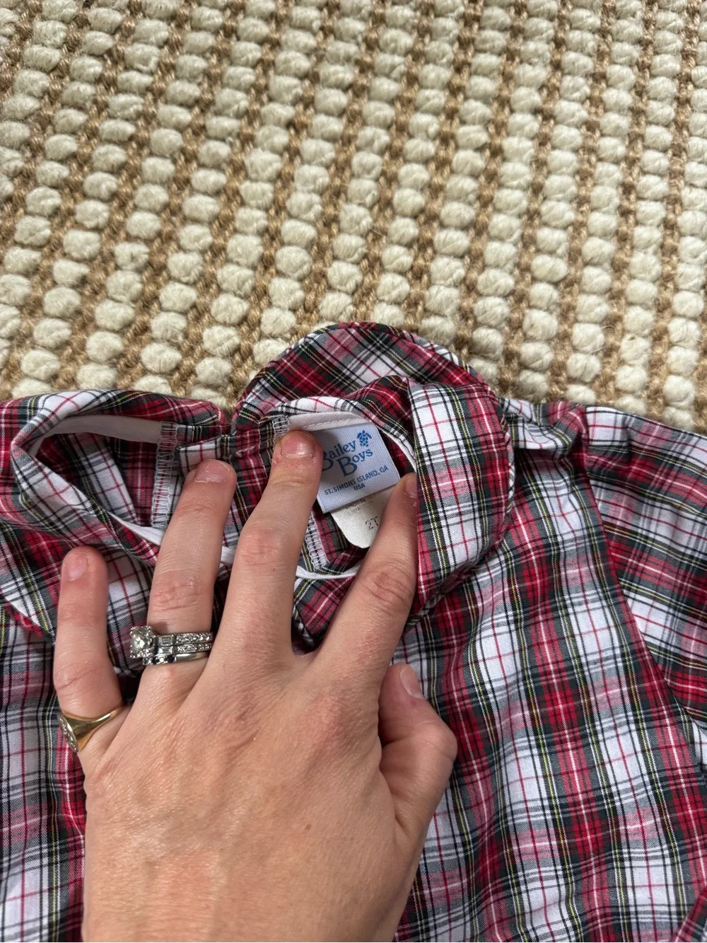 The Bailey Boys Plaid Peter Pan Collar Holiday Top - Red & Green
